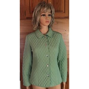 BRIGGS NEW YORK Women's Light Green Quilted Jacket Snaps Size SMALL NEW NO TAG